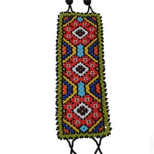 Handmade Bracelet Woven in Multicolored Beads With Designs Geometric Figures